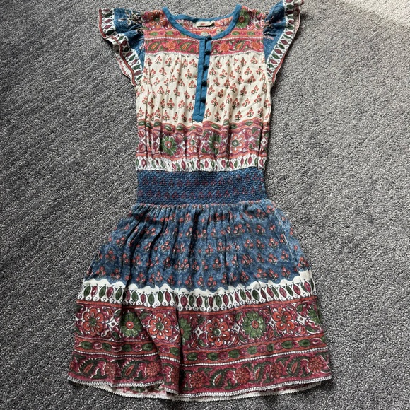 Faherty Dresses & Skirts - Faherty Bemini Smocked Waist Sz XS Flutter Mini Dress Boho Chic Kapu Beach Print